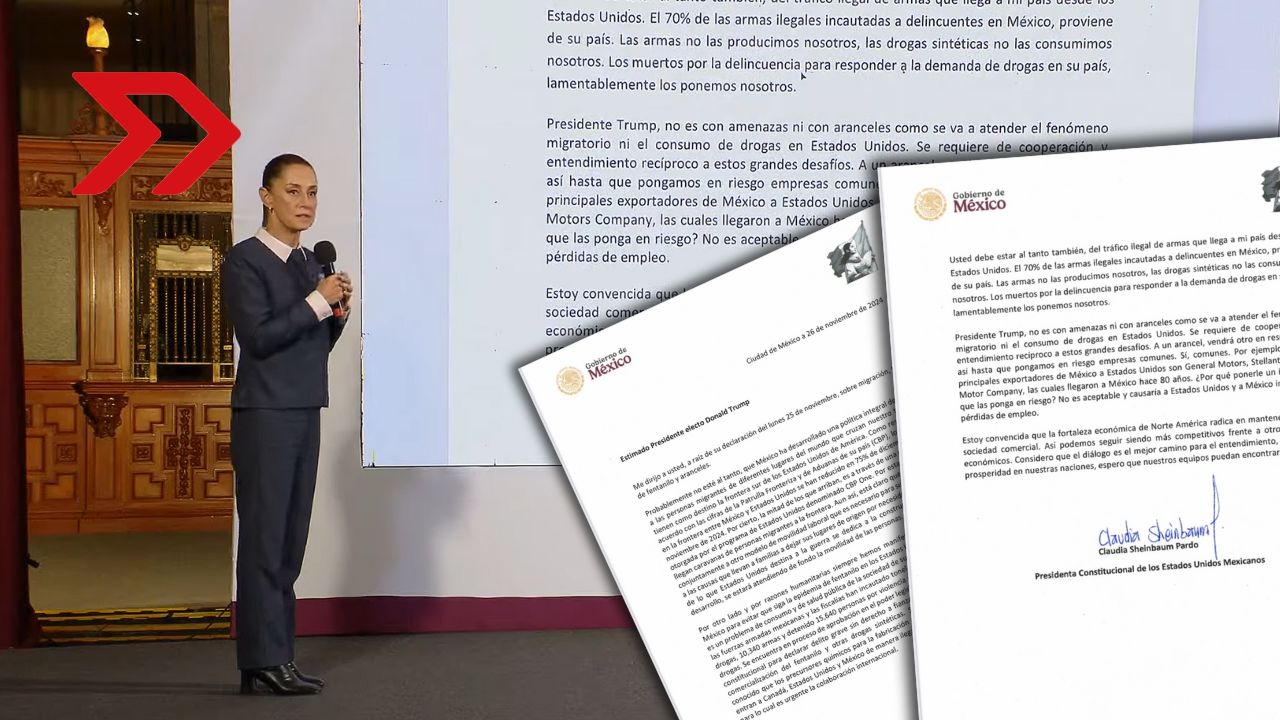 Claudia Sheinbaum responde a las amenazas del presidente electo, Donald Trump, con una carta sobre el aumento de los aranceles.
